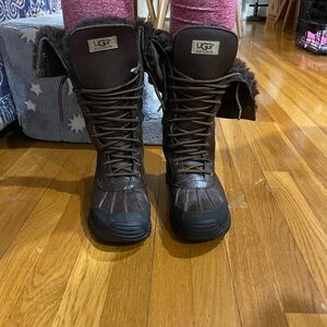 UGG Adirondack Dark Brown and Black Lace-Up Boots